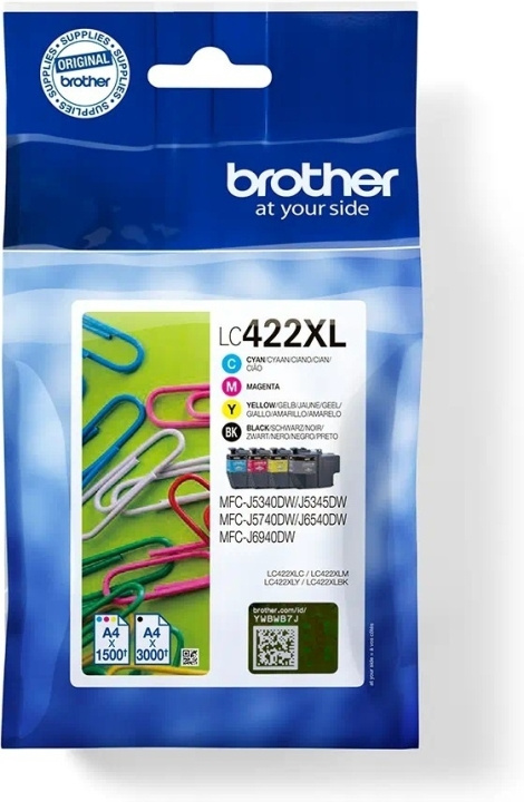 Brother LC422XLVALDR bläckpatronpaket, 4 färger i gruppen DATORER & KRINGUTRUSTNING / Skrivare & Tillbehör / Bläck & Toner / Bläckpatroner / Brother hos TP E-commerce Nordic AB (C80318)