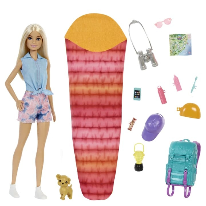 Barbie Campingdocka med valp - Malibu (HDF73) i gruppen LEKSAKER, BARN- & BABYPRODUKTER / Leksaker / Dockor & Tillbehör hos TP E-commerce Nordic AB (C80628)