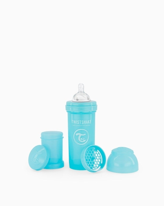 Twistshake Anti-Colic Nappflaska Pastellblå 260 ml i gruppen LEKSAKER, BARN- & BABYPRODUKTER / Äta & Dricka / Flaskor & Barnmuggar hos TP E-commerce Nordic AB (C81004)