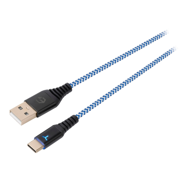 EgoGear Kabel SCH10 Vit/Blå Typ-C 3m Flätad för PS5 i gruppen HEMELEKTRONIK / Spelkonsoler & Tillbehör / Sony PlayStation 5 hos TP E-commerce Nordic AB (C81325)