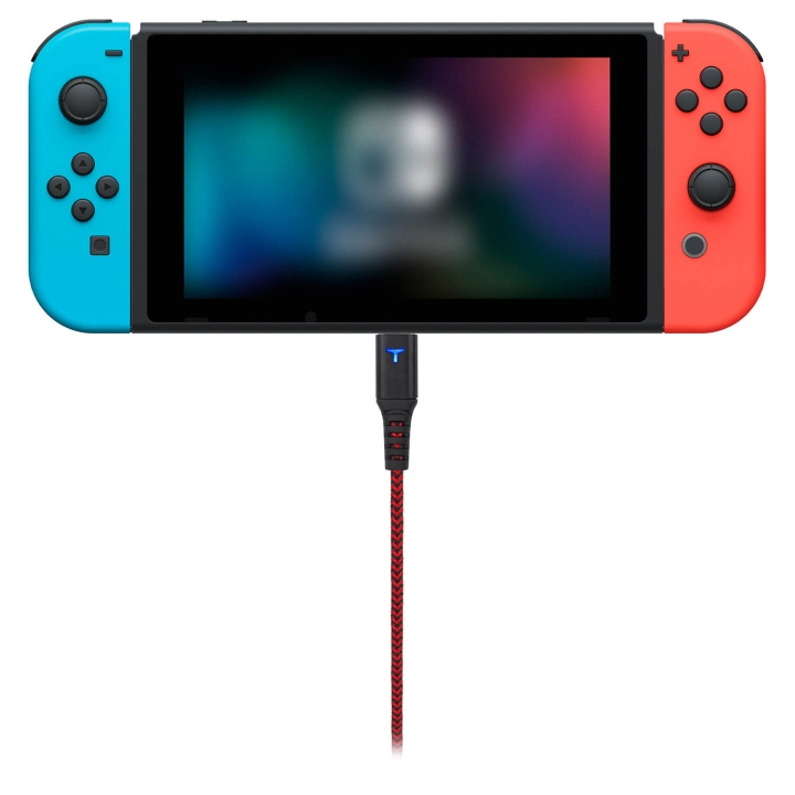 EgoGear Kabel SCH10 Röd/Svart Typ-C 3m Flätad för NSW i gruppen HEMELEKTRONIK / Spelkonsoler & Tillbehör / Nintendo Switch / Tillbehör hos TP E-commerce Nordic AB (C81419)