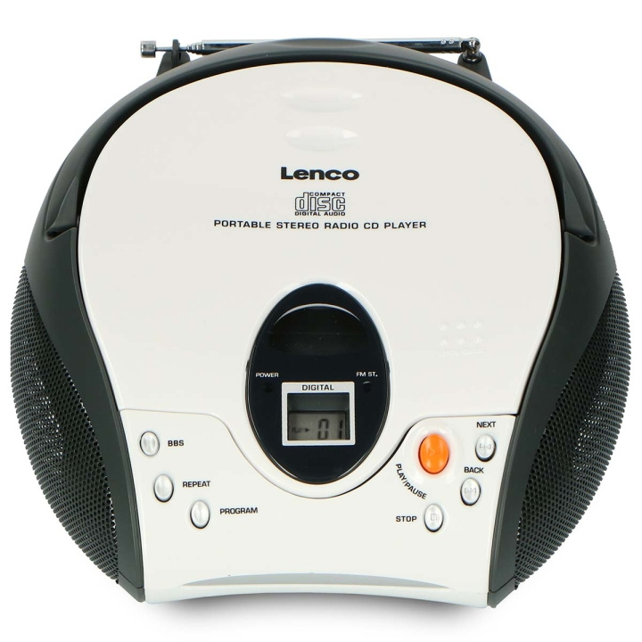 Lenco Bärbar stereo FM-radio med CD Vit i gruppen HEMELEKTRONIK / Ljud & Bild / Hemmabio, HiFi & Bärbart / Radio & Väckarklockor / Radio hos TP E-commerce Nordic AB (C81436)