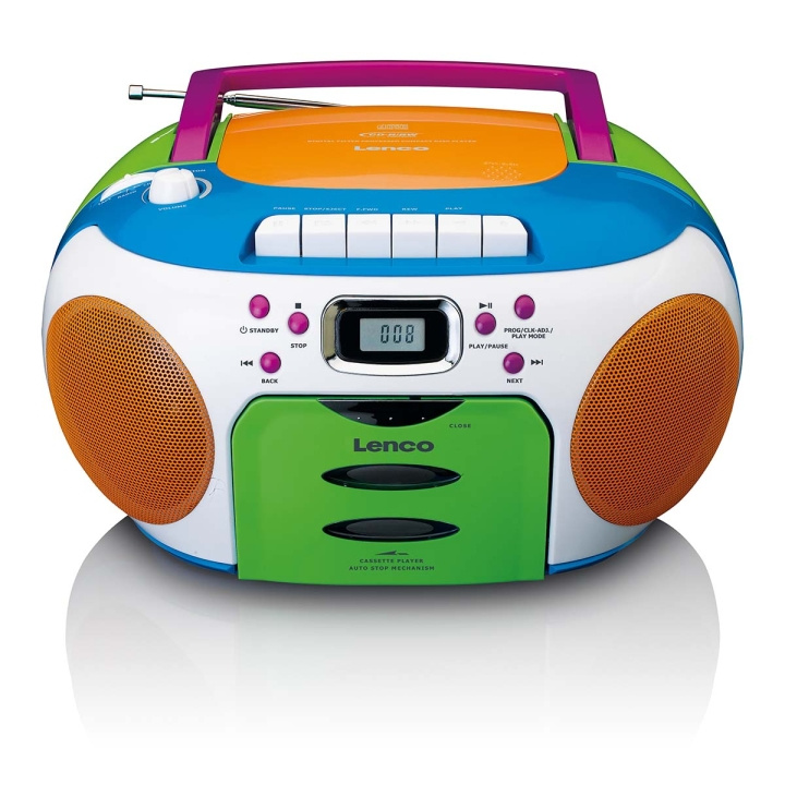 Lenco Bärbar radio med CD och kassett Kids Multi Colour i gruppen HEMELEKTRONIK / Ljud & Bild / Hemmabio, HiFi & Bärbart / Radio & Väckarklockor / Radio hos TP E-commerce Nordic AB (C81439)