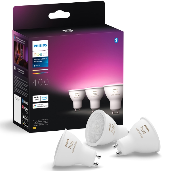 Philips Hue White and Color Ambiance GU10 400lm 3-pack i gruppen HEMELEKTRONIK / Belysning / LED-lampor hos TP E-commerce Nordic AB (C81445)