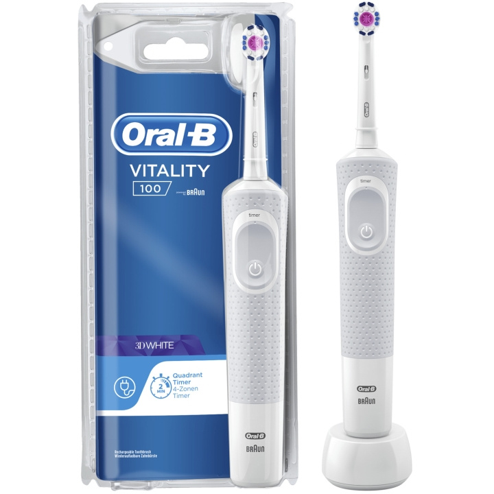 Oral B Eltandborste Vitality 100 3D White i gruppen SKÖNHET & HÄLSA / Munvård / Eltandborstar hos TP E-commerce Nordic AB (C81553)