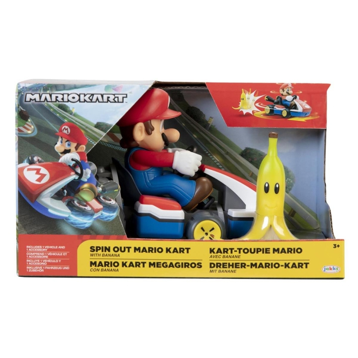 JAKKS Pacific Super Mario 2,5 tum Spin Out Mario Kart Mario i gruppen LEKSAKER, BARN- & BABYPRODUKTER / Leksaker / Leksaksbilar & andra fordon hos TP E-commerce Nordic AB (C81818)