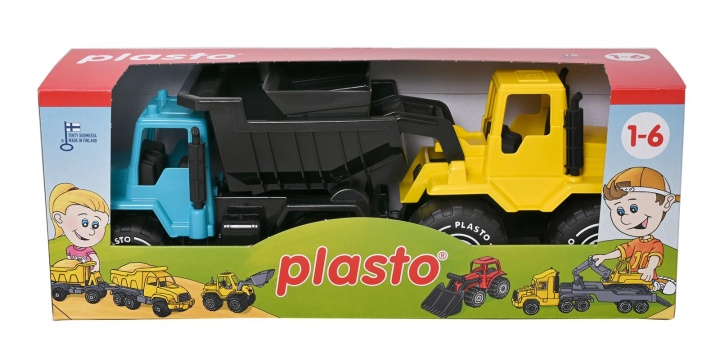 Plasto Turkos Lastbil och Gul Dumper, 30cm i gruppen LEKSAKER, BARN- & BABYPRODUKTER / Uteleksaker / Trädgårdsleksaker hos TP E-commerce Nordic AB (C81860)