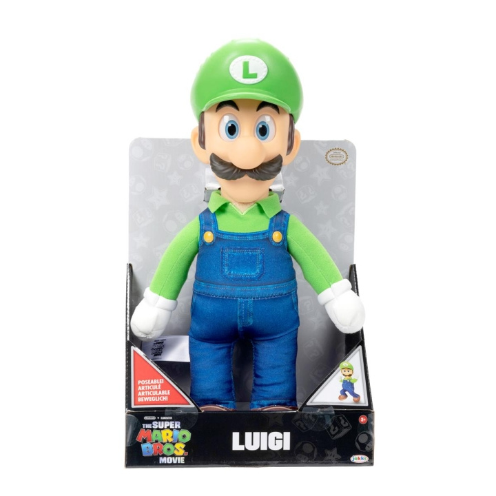 JAKKS Pacific Super Mario Movie Premium Posable Plush 15 tum Luigi i gruppen LEKSAKER, BARN- & BABYPRODUKTER / Babyleksaker / Gosedjur hos TP E-commerce Nordic AB (C81911)