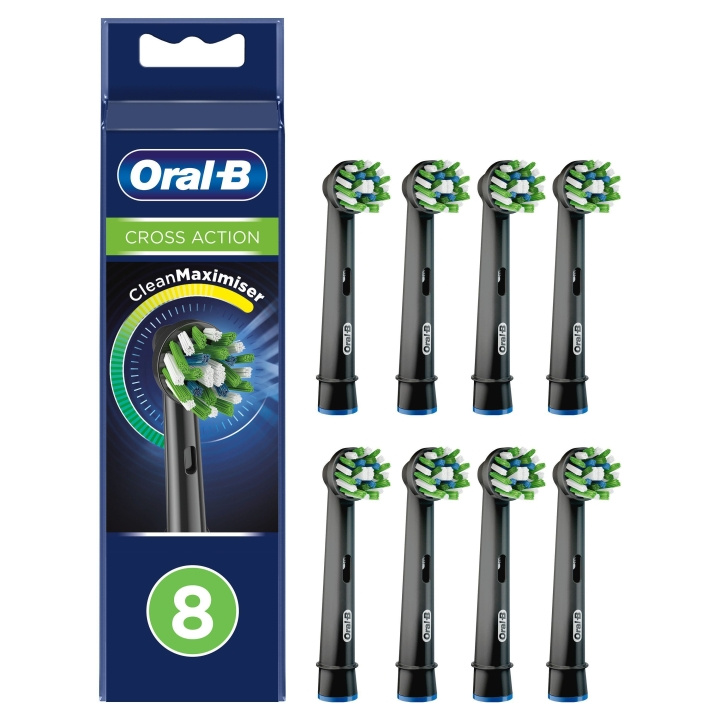 Oral B CrossAction svarta ersättningshuvuden 8 st i gruppen SKÖNHET & HÄLSA / Munvård / Borsthuvuden & Tillbehör hos TP E-commerce Nordic AB (C82525)