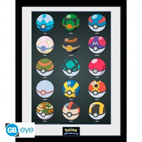 Abysse POKEMON - Inramad poster Pokebollar (30x40) i gruppen SPORT, FRITID & HOBBY / Roliga prylar / Övrigt hos TP E-commerce Nordic AB (C82552)