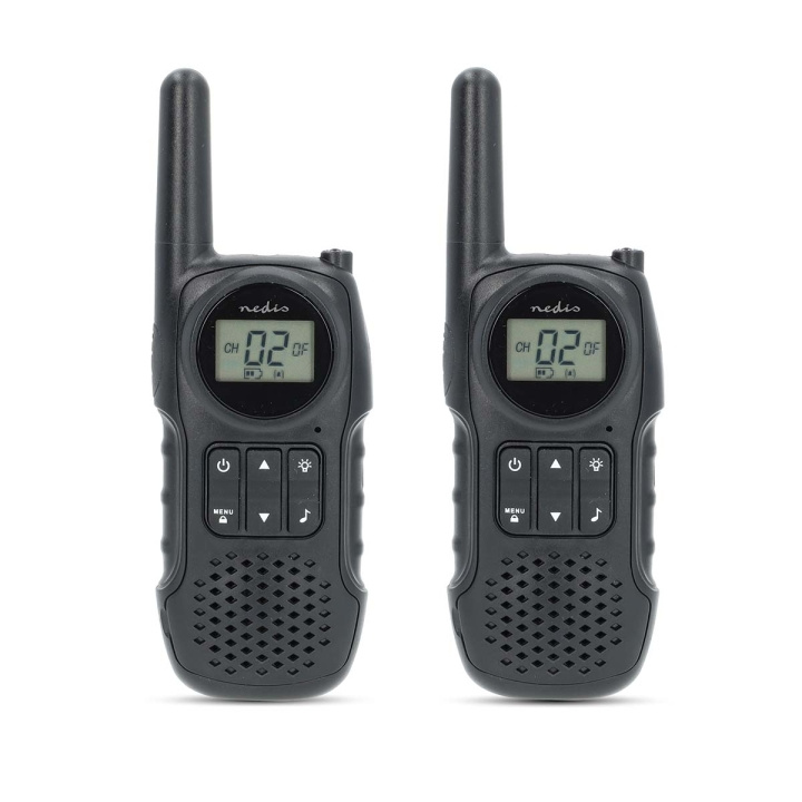 Nedis Walkie-talkie Set | 2 handenheter | Upp till 10 km | Frekvens kanaler: 8 | PTT / VOX | Upp till 3 timmar | Hörlursuttag | Svart i gruppen SPORT, FRITID & HOBBY / Friluftsliv / Walkie talkie hos TP E-commerce Nordic AB (C82814)