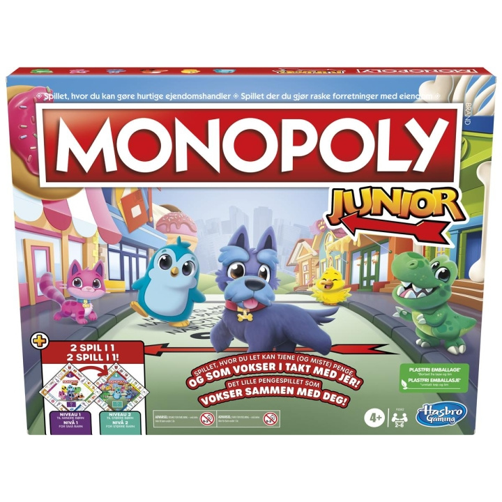 Hasbro Monopol Junior 2 spel i 1 (DK/NO) i gruppen LEKSAKER, BARN- & BABYPRODUKTER / Spel / Sällskapsspel hos TP E-commerce Nordic AB (C83300)