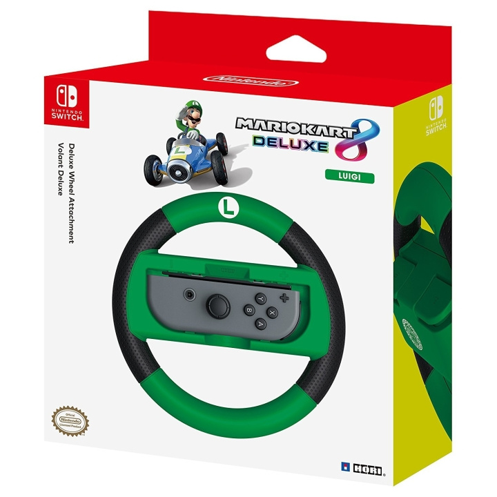 Hori Mario Kart 8 Deluxe - Racing Wheel Controller (Luigi) i gruppen HEMELEKTRONIK / Spelkonsoler & Tillbehör / Nintendo Switch / Tillbehör hos TP E-commerce Nordic AB (C84564)