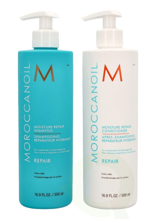 Moroccanoil Moisture Repair Shampoo & Conditioner Set 1000 ml Shampoo 500ml/Conditioner 500ml i gruppen SKÖNHET & HÄLSA / Hår & Styling / Hårvårdsprodukter / Schampo hos TP E-commerce Nordic AB (C85134)