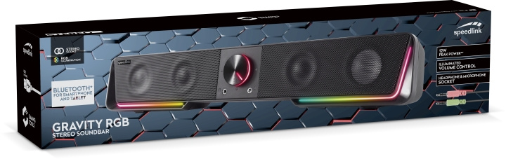 Speedlink GRAVITY RGB Stereo Soundbar, svart i gruppen HEMELEKTRONIK / Ljud & Bild / Hemmabio, HiFi & Bärbart / Soundbar hos TP E-commerce Nordic AB (C85513)