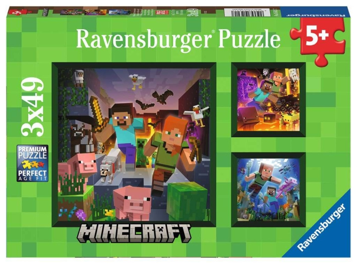 Ravensburger Minecraft Biomes 3x49p - (10105621) i gruppen LEKSAKER, BARN- & BABYPRODUKTER / Leksaker / Barnpussel hos TP E-commerce Nordic AB (C85696)