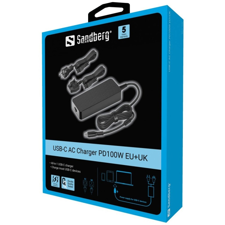 Sandberg USB-C AC-laddare PD100W EU+UK i gruppen DATORER & KRINGUTRUSTNING / Datorkablar / USB-kablar / USB-C hos TP E-commerce Nordic AB (C85948)