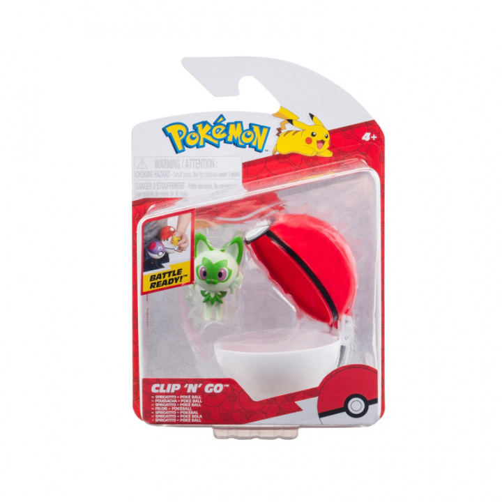 Pokémon Clip N Go - Sprigatito och pokeboll (PKW3629) i gruppen LEKSAKER, BARN- & BABYPRODUKTER / Leksaker / Figurer, Miniatyrer & tillbehör hos TP E-commerce Nordic AB (C85995)