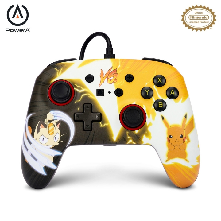 PowerA Enhanced Wired Controller - Nintendo Switch - Pikachu vs. Meowth i gruppen HEMELEKTRONIK / Spelkonsoler & Tillbehör / Nintendo Switch hos TP E-commerce Nordic AB (C86202)