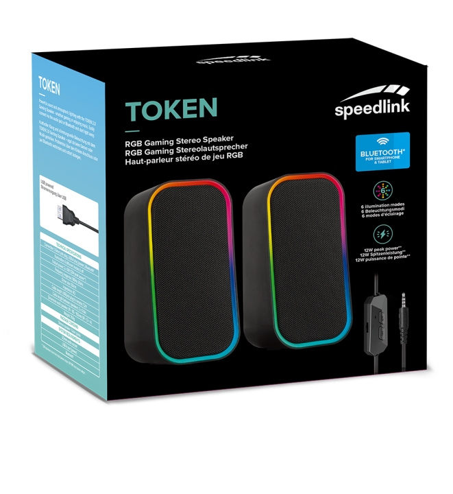 Speedlink TOKEN RGB stereohögtalare för spel, svart i gruppen DATORER & KRINGUTRUSTNING / Datortillbehör / Högtalare hos TP E-commerce Nordic AB (C86242)