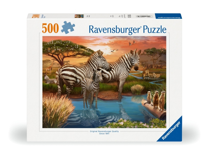 Ravensburger Pussel Zebror i solnedgång 500p (12000365) i gruppen SPORT, FRITID & HOBBY / Hobby / Pussel hos TP E-commerce Nordic AB (C86447)