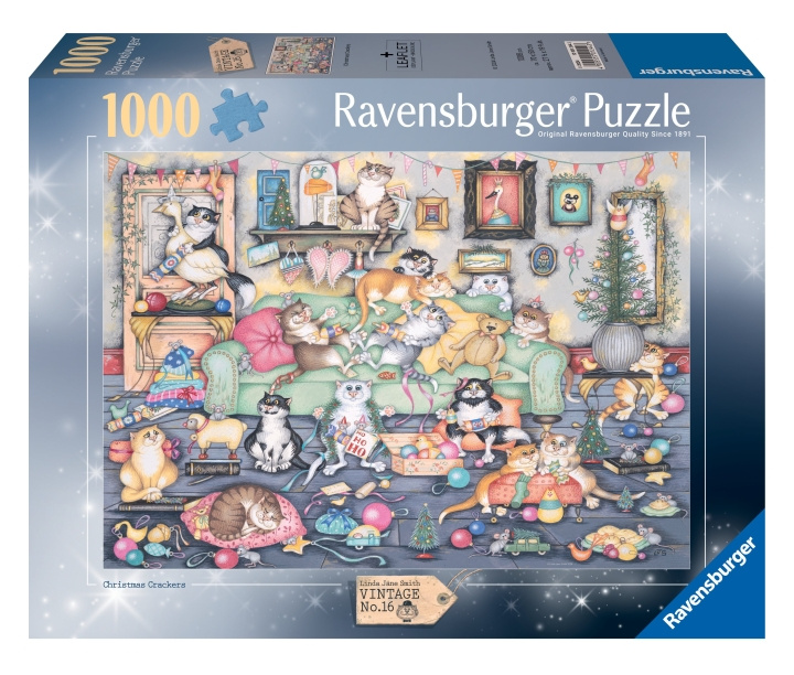 Ravensburger Pussel Crazy Cats Christmas Crackers 1000p (12001244) i gruppen LEKSAKER, BARN- & BABYPRODUKTER / Leksaker / Barnpussel hos TP E-commerce Nordic AB (C86599)