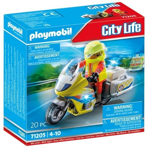 Playmobil Motorcykel för akutläkare med blinkande ljus (71205) i gruppen LEKSAKER, BARN- & BABYPRODUKTER / Leksaker / Lekset hos TP E-commerce Nordic AB (C86659)