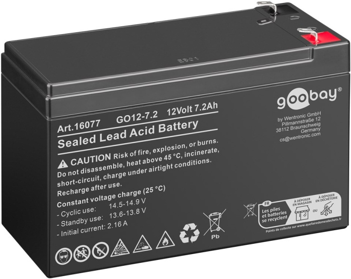 Goobay GO12-7.2 (7200 mAh, 12 V) Faston (4,8 mm) Blybatteri, BattVO i gruppen HEMELEKTRONIK / Batterier & Laddare / Batterier / Övriga hos TP E-commerce Nordic AB (C86830)