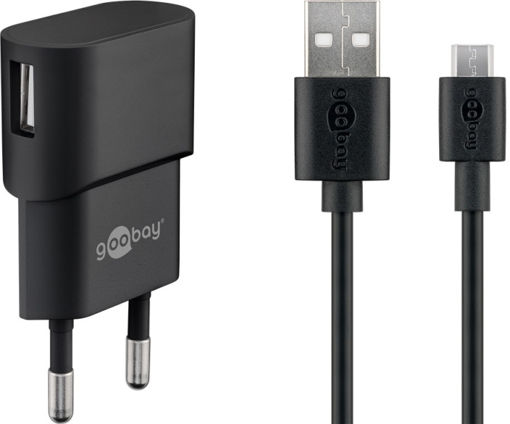 Goobay Micro-USB laddningssats (5 W) Strömförsörjning med Micro-USB-kabel 1 m (svart) i gruppen SMARTPHONE & SURFPLATTOR / Laddare & Kablar / Väggladdare / Väggladdare microUSB hos TP E-commerce Nordic AB (C86843)