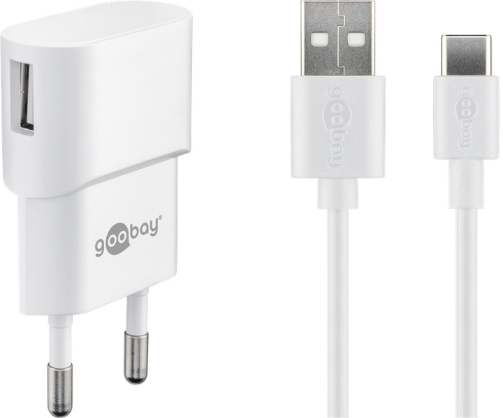 Goobay USB-C™ Dual laddningssats (5 W) Strömförsörjning med USB-C™-kabel 1 m (vit) i gruppen SMARTPHONE & SURFPLATTOR / Laddare & Kablar / Väggladdare / Väggladdare Typ C hos TP E-commerce Nordic AB (C86846)