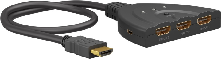 Goobay Manuell HDMI™-omkopplare 3 till 1 (4K @ 60 Hz) för att växla mellan 3x HDMI™-enheter som är anslutna till 1x HDMI™-skärm i gruppen DATORER & KRINGUTRUSTNING / Datorkablar / Switchar & Splittrar hos TP E-commerce Nordic AB (C86863)