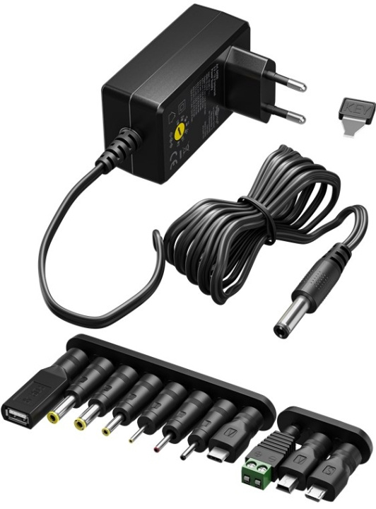 Goobay Universalnätdel 3 V - 12 V, max. 3,6 W inkl. 11 adaptrar: 7 DC-adaptrar plus USB-C™, USB-A, USB Mini-B, Micro-USB och terminalblock i gruppen HEM, HUSHÅLL & TRÄDGÅRD / El & Belysning / Nätadaptrar hos TP E-commerce Nordic AB (C86928)