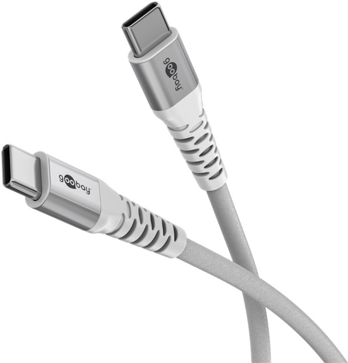 Goobay USB-C™ supersoft textilkabel med metallkontakter, 0,5 m, vit elegant och extra robust anslutningskabel för enheter med USB-C™-port i gruppen SMARTPHONE & SURFPLATTOR / Laddare & Kablar / Kablar / Kablar Typ C hos TP E-commerce Nordic AB (C86934)