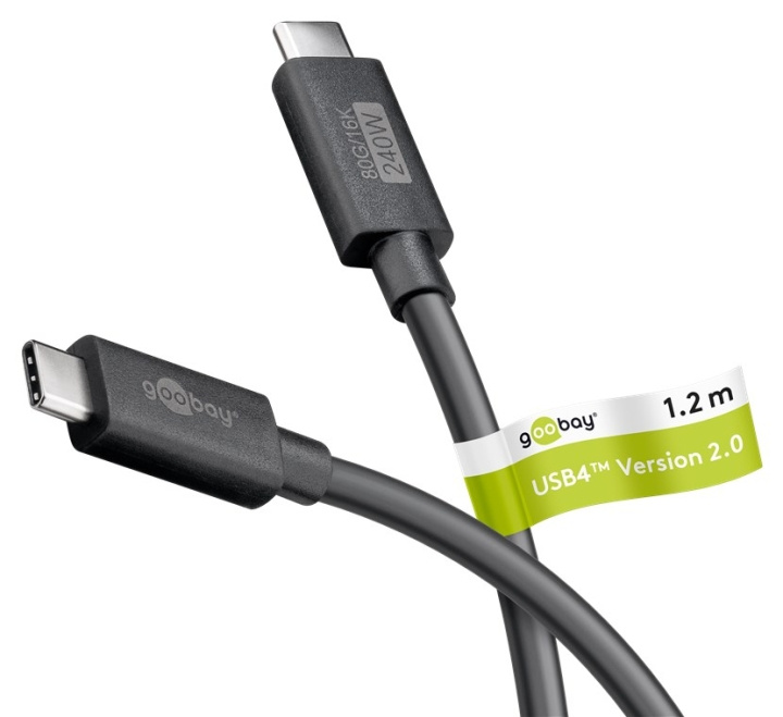 Goobay USB-C™-kabel, USB4™ version 2.0, 240 W, 80 Gbit/s, Power Delivery, 1,2 m USB-C™-kontakt > USB-C™-kontakt i gruppen DATORER & KRINGUTRUSTNING / Datorkablar / USB-kablar / USB-C hos TP E-commerce Nordic AB (C86967)