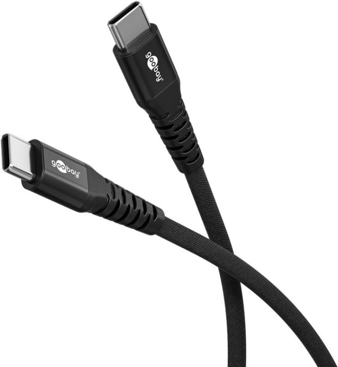 Goobay USB-C™ supersoft textilkabel med metallkontakter, 1 m, svart elegant och extra robust anslutningskabel för enheter med USB-C™-port i gruppen SMARTPHONE & SURFPLATTOR / Laddare & Kablar / Kablar / Kablar Typ C hos TP E-commerce Nordic AB (C87024)