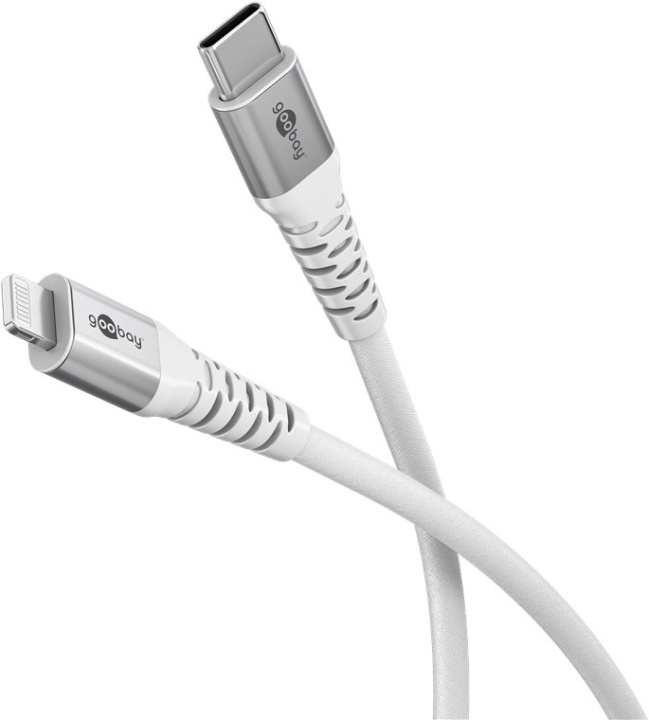 Goobay Lightning-USB-C™ supersoft textilkabel med metallkontakter, 0,5 m, vit MFi-certifierad, elegant och extra robust laddnings- och synkroniseringskabel för Apple iPhone/iPad (vit) i gruppen SMARTPHONE & SURFPLATTOR / Laddare & Kablar / Kablar / Kablar Lightning hos TP E-commerce Nordic AB (C87039)