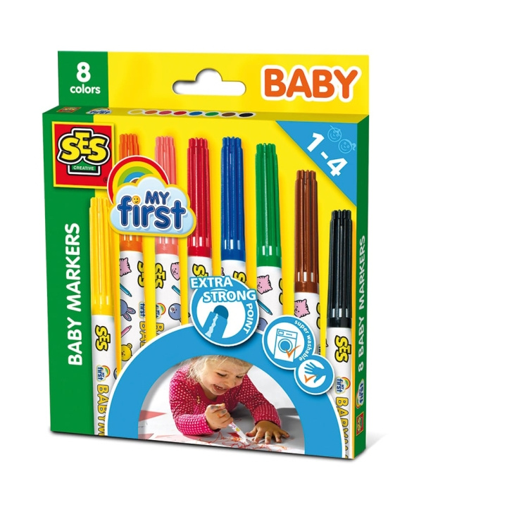 SES Creative Babymarkers, 8 färger - (S00299) i gruppen LEKSAKER, BARN- & BABYPRODUKTER / Leksaker / Rita & Räkna hos TP E-commerce Nordic AB (C87538)