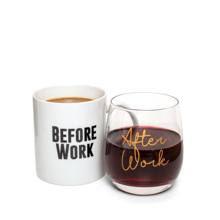 ThumbsUp Before Work, After Work Mug & Wine Mug & Glass Set i gruppen SPORT, FRITID & HOBBY / Roliga prylar / Muggar hos TP E-commerce Nordic AB (C87625)