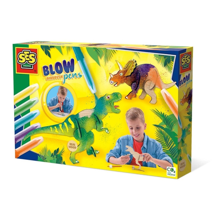 SES Creative Blow airbrush-pennor - Dinosaurier - (S14284) i gruppen LEKSAKER, BARN- & BABYPRODUKTER / Leksaker / Rita & Räkna hos TP E-commerce Nordic AB (C87928)