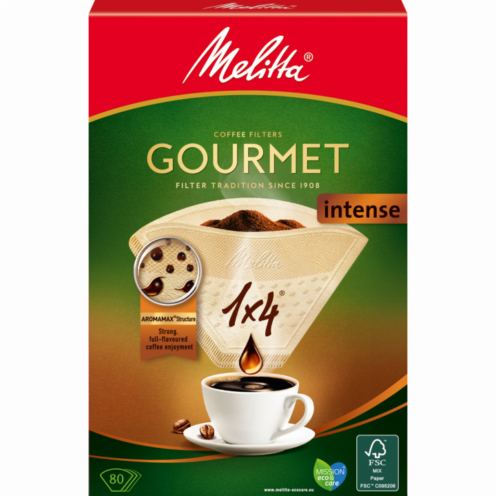 Melitta Kaffefilter Gourmet Intense 1X4 80P 8st DFP i gruppen HEM, HUSHÅLL & TRÄDGÅRD / Hushållsmaskiner / Kaffemaskiner & Tillbehör / Filter & Tillbehör hos TP E-commerce Nordic AB (C88271)