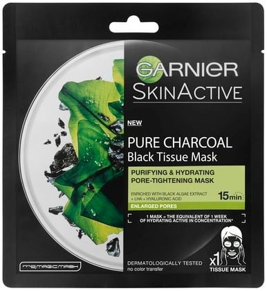 Garnier Face Pure Charcoal Black Tissue Mask Black Algae - Paket i gruppen SKÖNHET & HÄLSA / Hudvård / Ansiktsvård / Masker hos TP E-commerce Nordic AB (C89086)