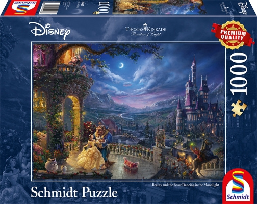 Schmidt Thomas Kinkade: Disney - Skönheten och odjuret dansar i månskenet (1000 bitar) (SCH4848) i gruppen SPORT, FRITID & HOBBY / Hobby / Pussel hos TP E-commerce Nordic AB (C89447)