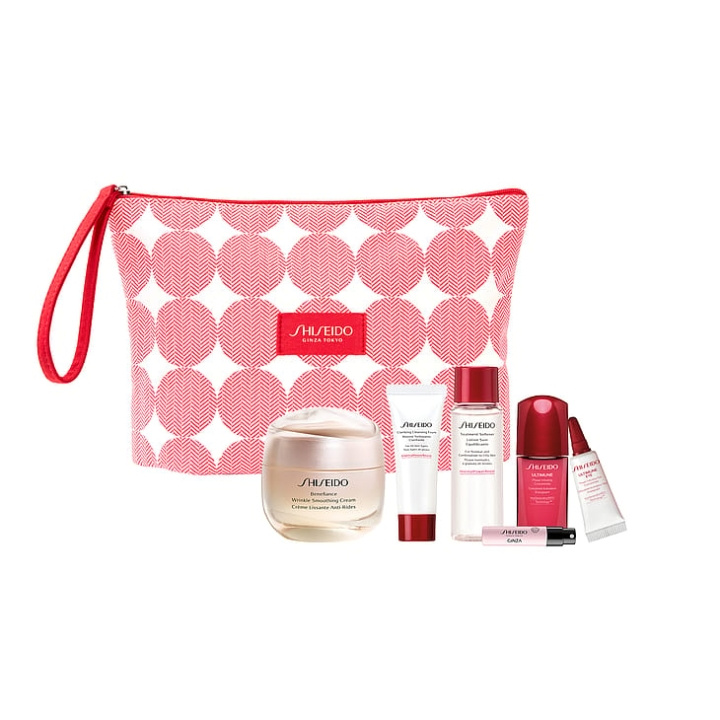 Shiseido Benefiance Wrinkle Smoothing Cream Pounch - Giftset i gruppen SKÖNHET & HÄLSA / Hudvård / Ansiktsvård / Ansiktskräm hos TP E-commerce Nordic AB (C89614)