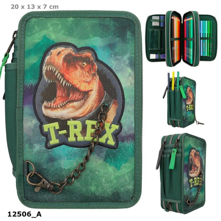 Dino World Trippel pennfodral - T-REX - Grön -( 0412506 ) i gruppen LEKSAKER, BARN- & BABYPRODUKTER / Leksaker / Rita & Räkna hos TP E-commerce Nordic AB (C90270)