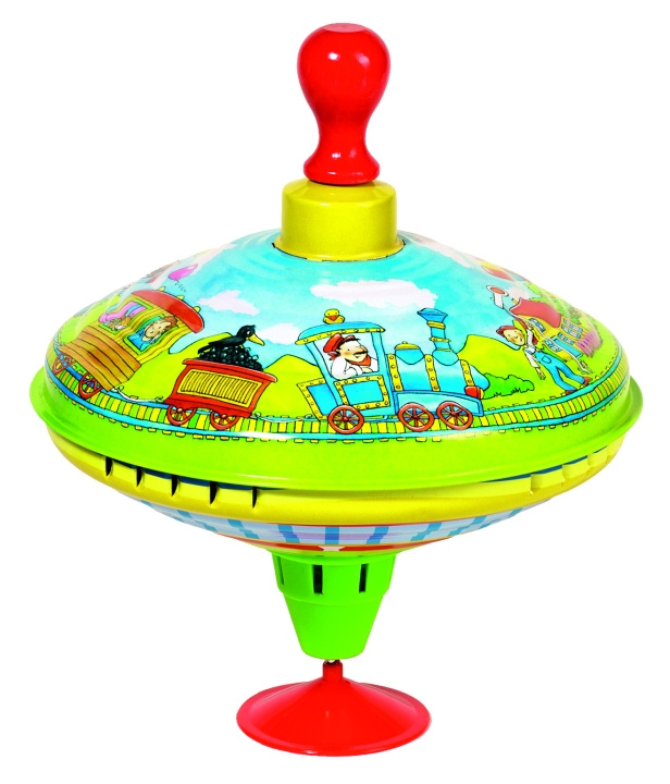 Goki Humming top with wooden handle train - (53058) i gruppen LEKSAKER, BARN- & BABYPRODUKTER / Leksaker / Övriga leksaker hos TP E-commerce Nordic AB (C90309)