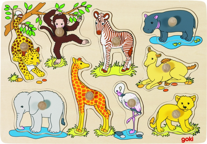 Goki African baby animals, Lift out puzzle - (57829) i gruppen SPORT, FRITID & HOBBY / Hobby / Pussel hos TP E-commerce Nordic AB (C90322)