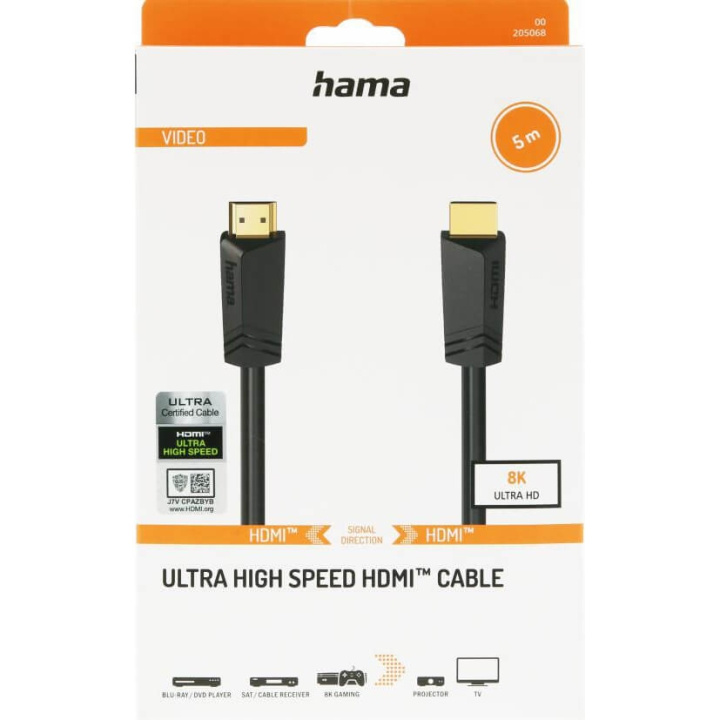 Hama Kabel HDMI Ultra High Speed 8K 48Gbit/s Guld 5.0m i gruppen HEMELEKTRONIK / Kablar & Adaptrar / HDMI / Kablar hos TP E-commerce Nordic AB (C90736)