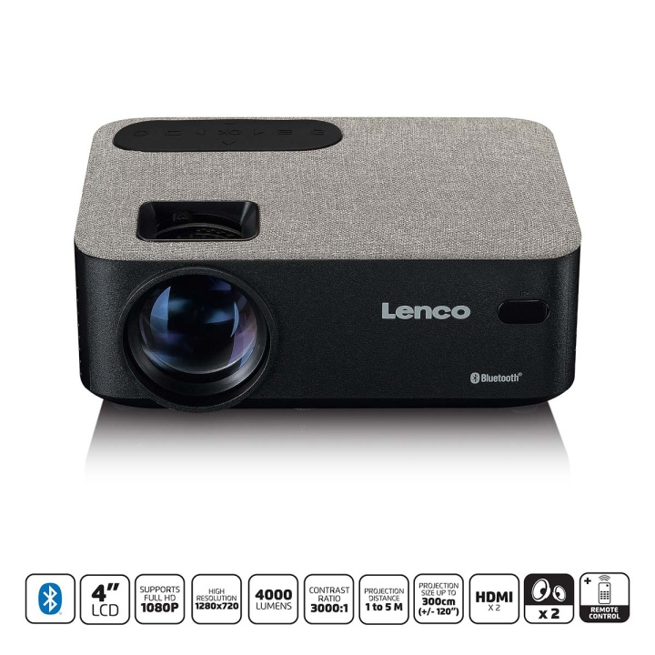 Lenco HD 720P LCD-projektor med Bluetooth Grå i gruppen HEMELEKTRONIK / Ljud & Bild / Hemmabio, HiFi & Bärbart / Projektorer & Projektorfästen hos TP E-commerce Nordic AB (C90756)