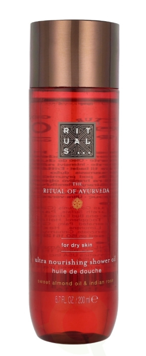 Rituals Ayurveda Ultra Nourishing Shower Oil 200 ml Sweet Almond Oil & Indian Rose i gruppen SKÖNHET & HÄLSA / Hudvård / Kroppsvård / Bad & Duschcreme hos TP E-commerce Nordic AB (C90853)