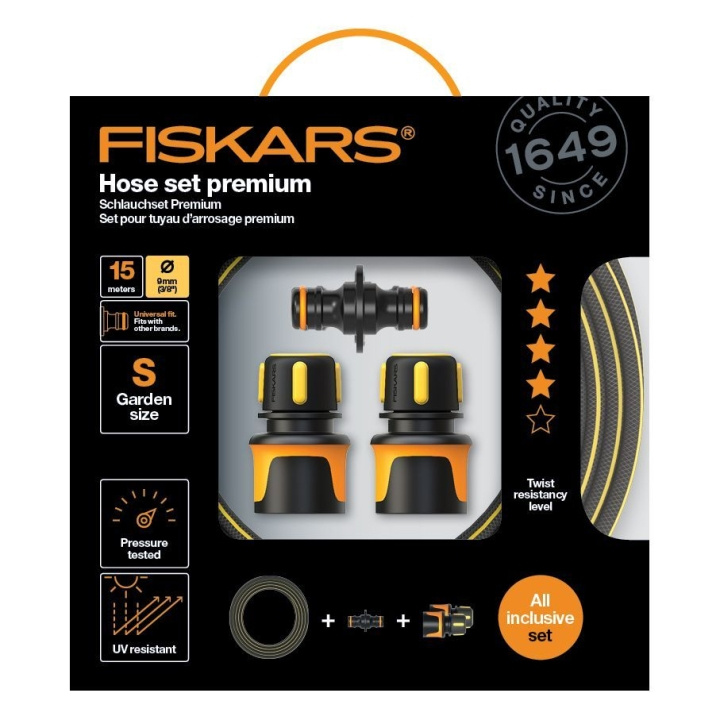 Fiskars Slang set Premium 15m 9mm i gruppen HEM, HUSHÅLL & TRÄDGÅRD / Trädgårdsprodukter / Trädgårdsredskap hos TP E-commerce Nordic AB (C91695)